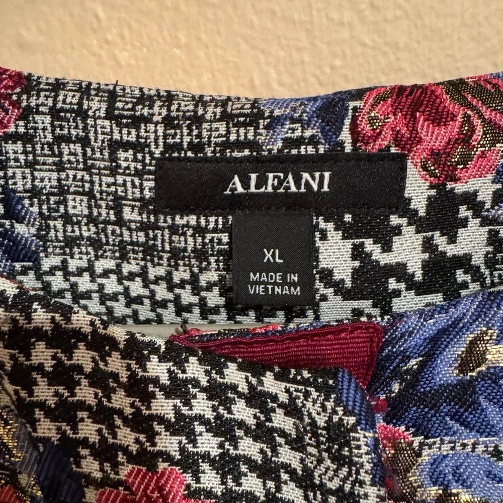 Alfani Glamorous Pink Floral Plaid Bell-Sleeve Jacket/Top with Shimmer - Picture 4 of 7